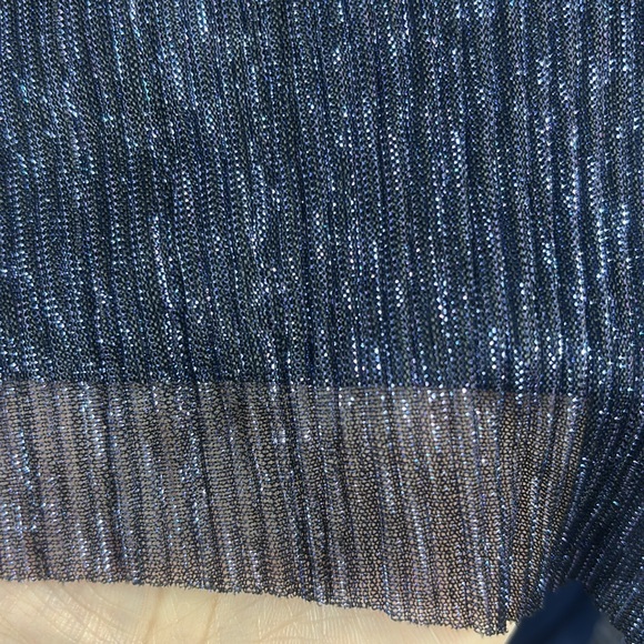 NWT MSK Womens Navy Blue Metallic Smocked V-Neck Long Sleeve Midi Dress PLUS 3X - Picture 8 of 13